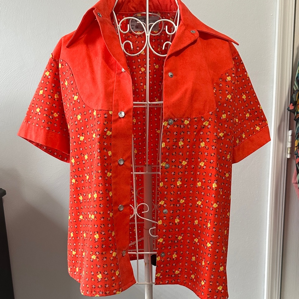60s 70s Vintage Angelica Button Up Collared Work Shirt